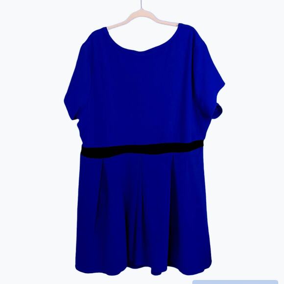 NWT ASHLEY STEWART Womens Plus 26/28 Royal Blue Midi Dress‎ Short Sleeve Zip - Picture 2 of 8